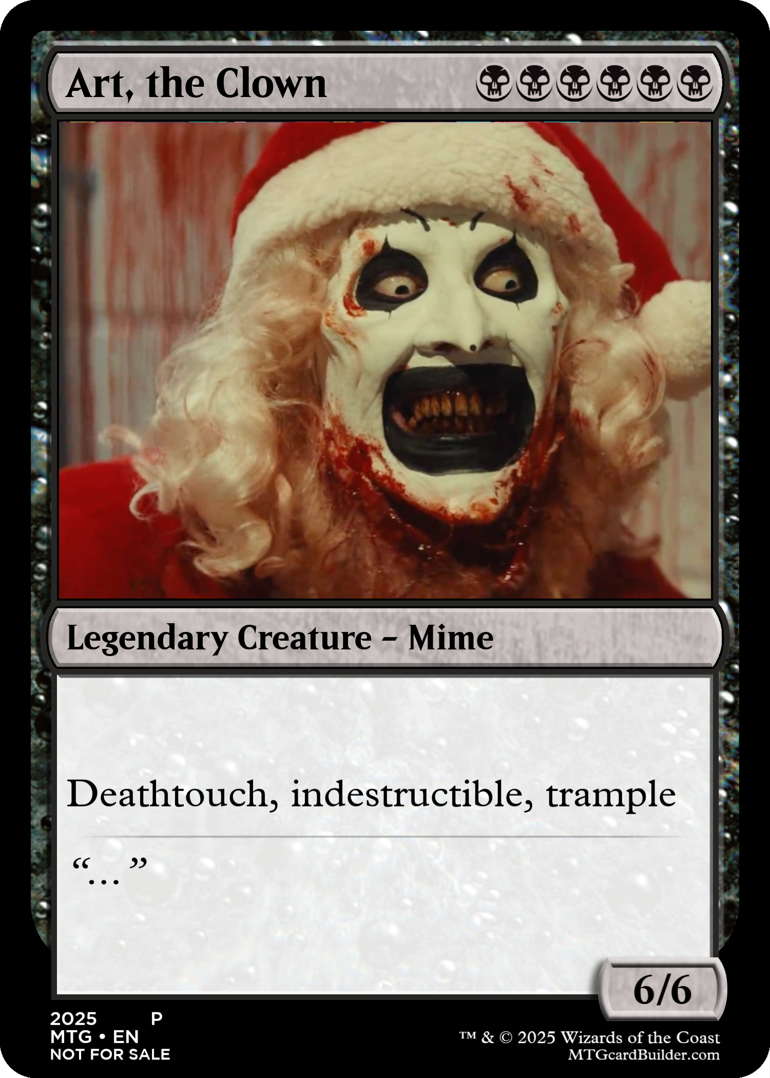 Art the Clown in Santa costume as a Magic the Gathering card