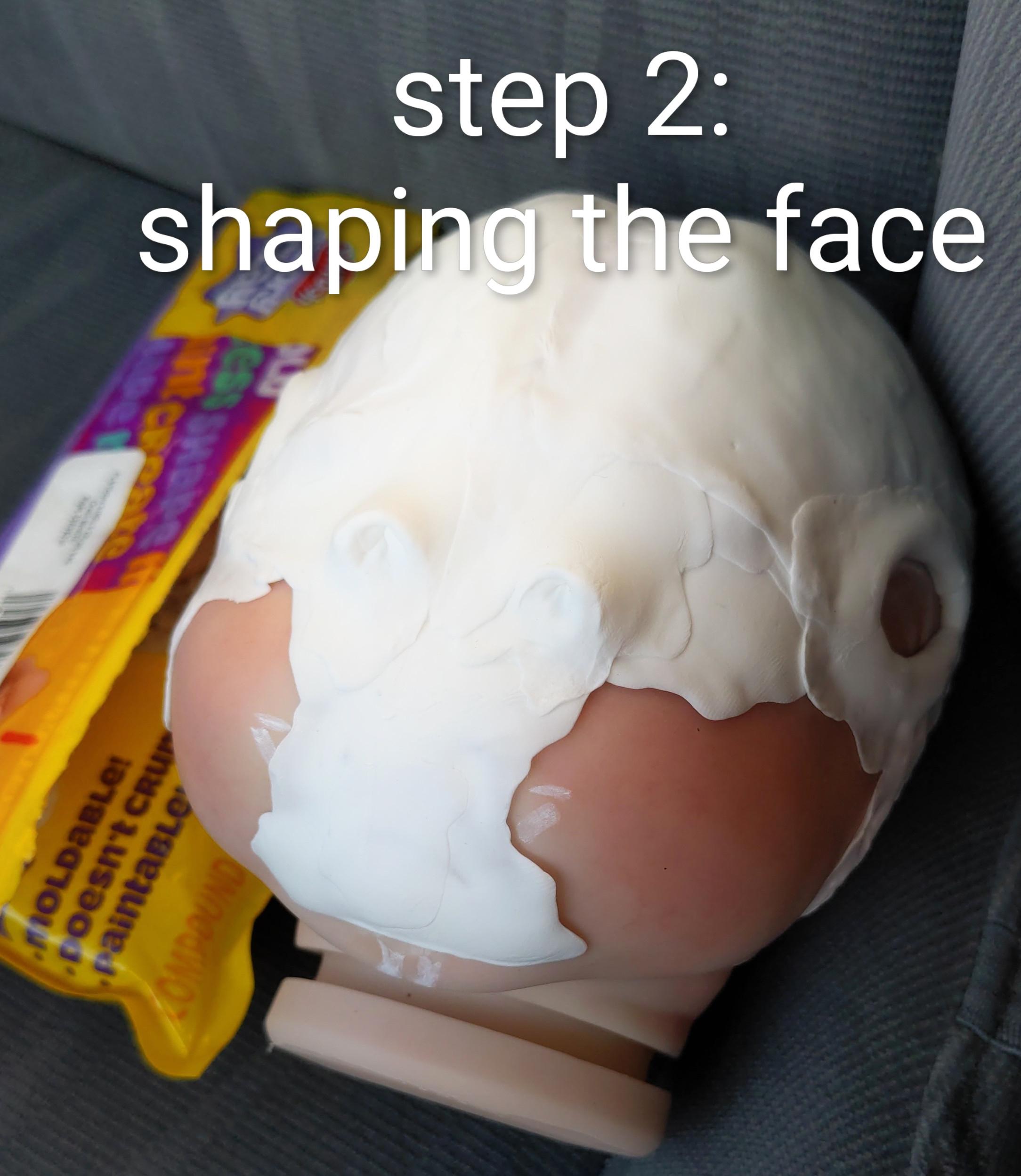 Reborn doll head with clay shaping for Dren project