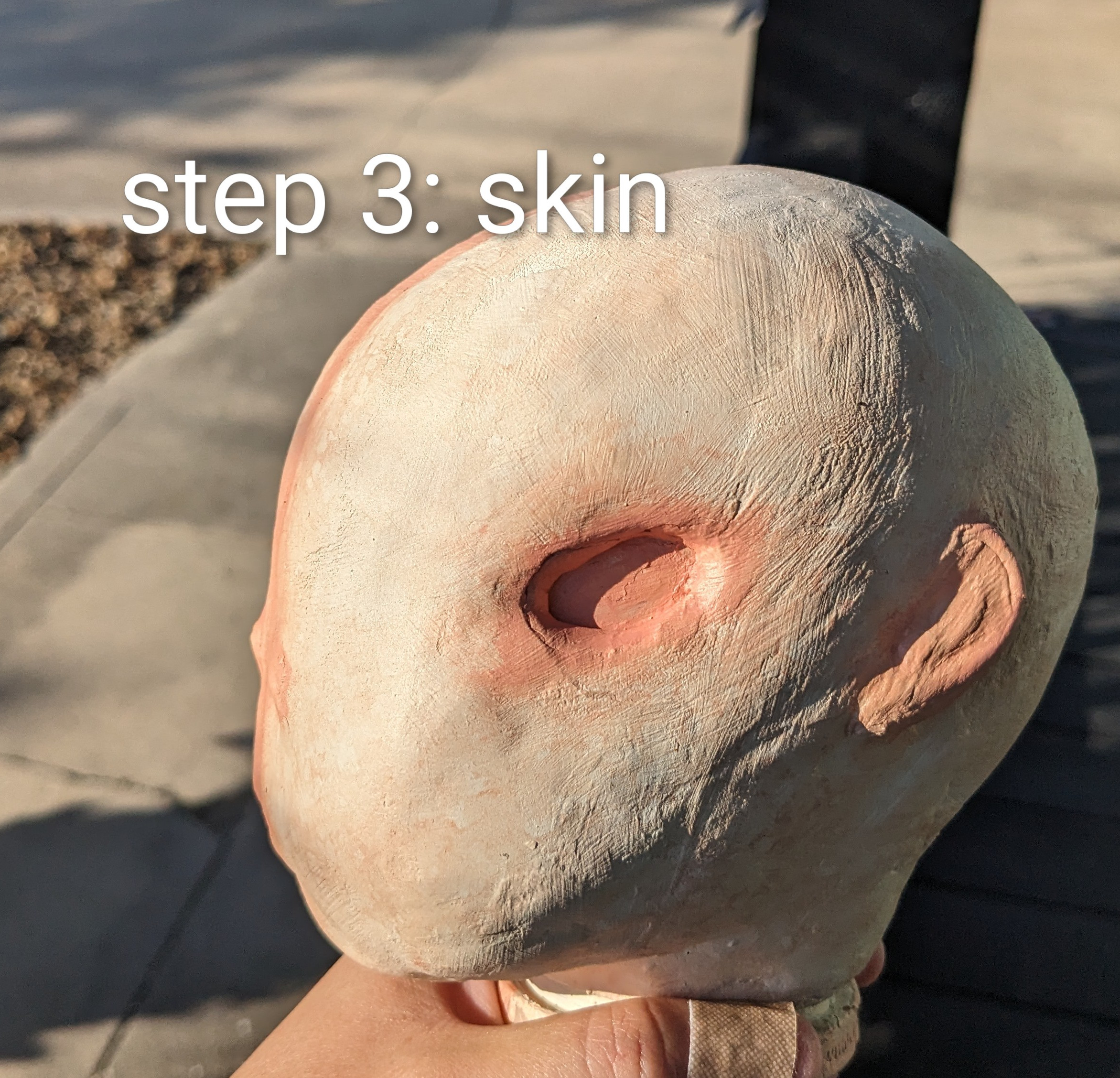 Reborn doll head reshaped and partially painted for Dren project